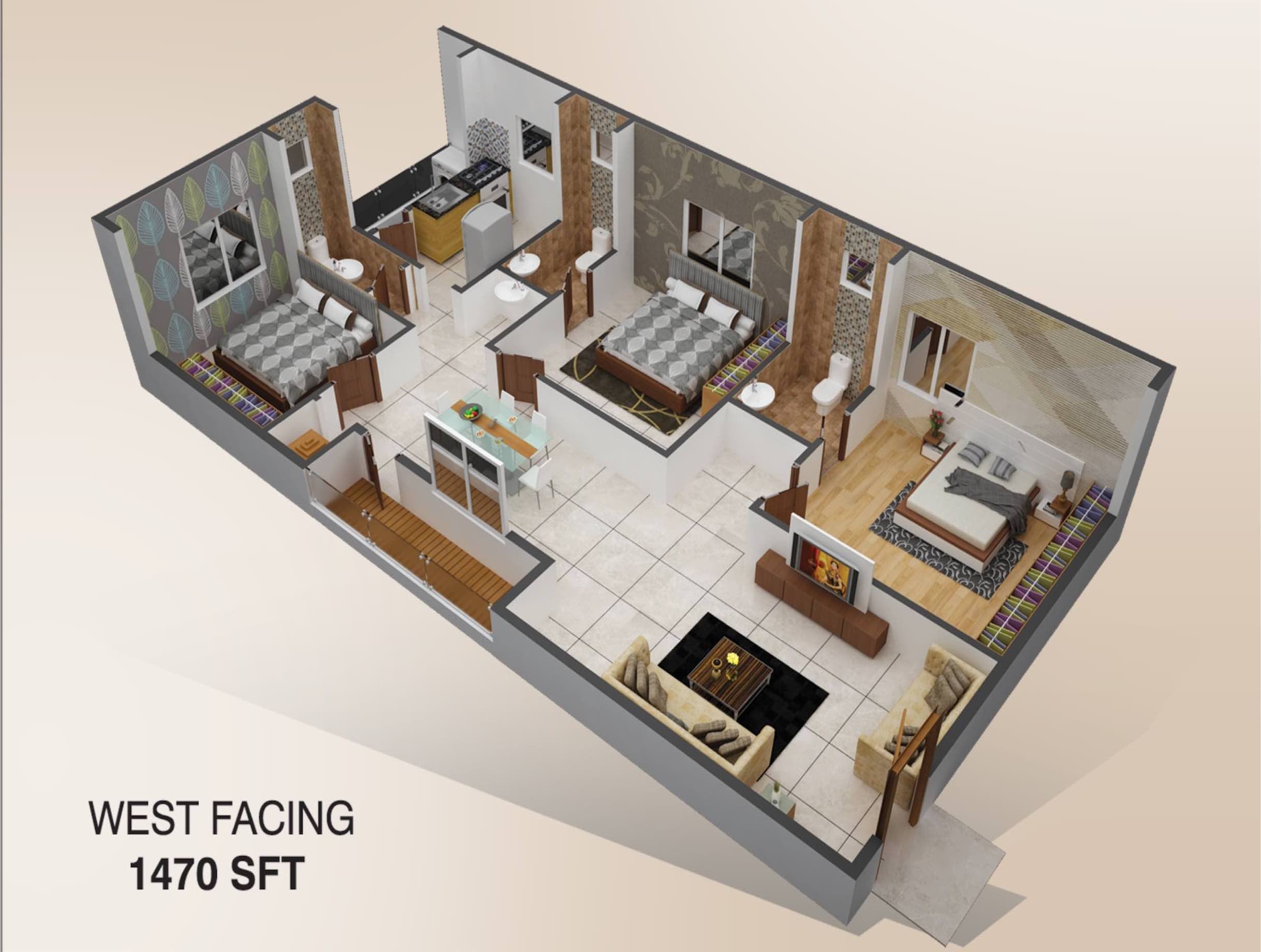 3BHK WEST FACING